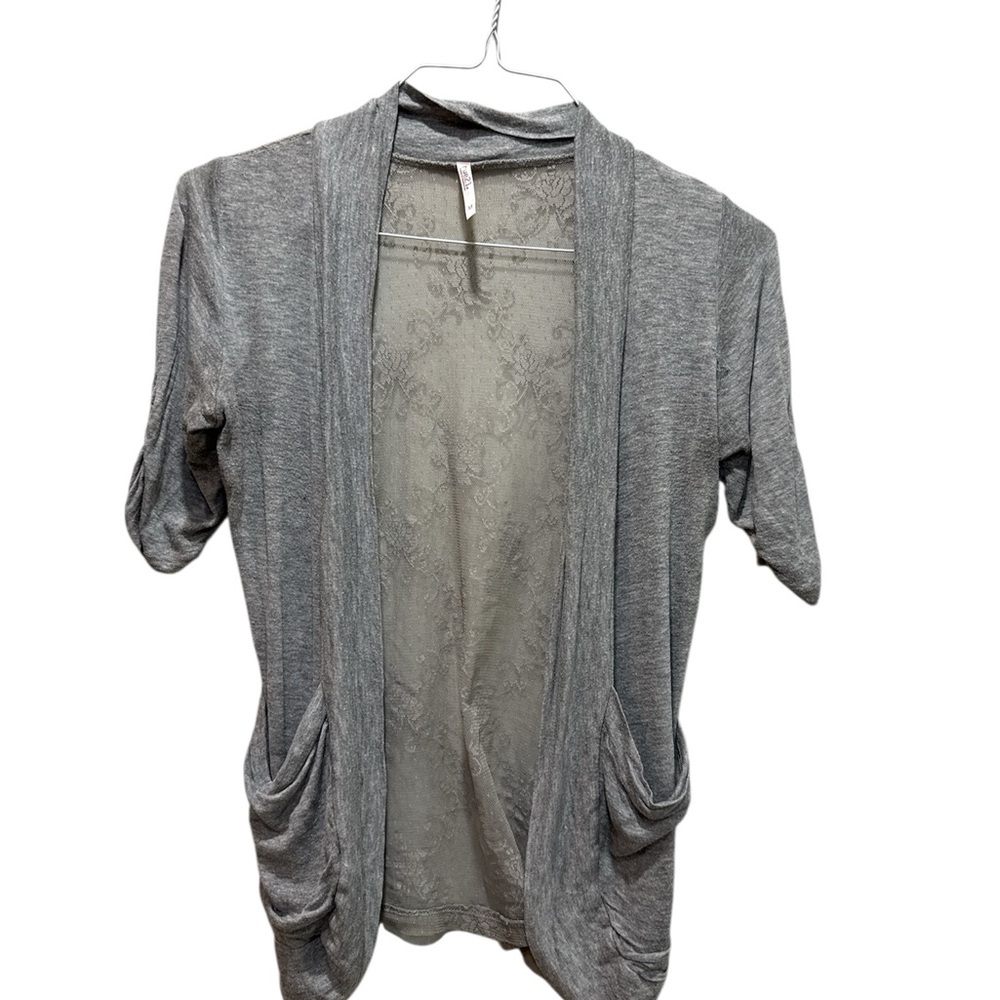 Rue21 Gray Lace Back Open Front Cardigan | Size M